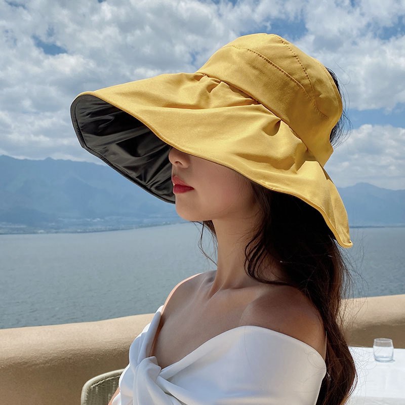 1 pz estate vuoto superiore a tesa larga pieghevole cappello da sole per le donne protezione solare anti UV cappello a secchiello femminile escursionismo all'aperto pesca spiaggia berretti