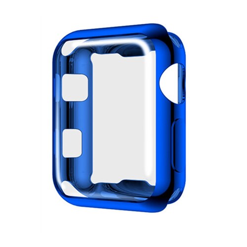 Cover Case Voor apple watch band 44mm/40mm apple watch 5 4 3 band 42mm/38mm iwatch screen protector siliconen beschermende bumper: blue / 38mm series 3 2 1