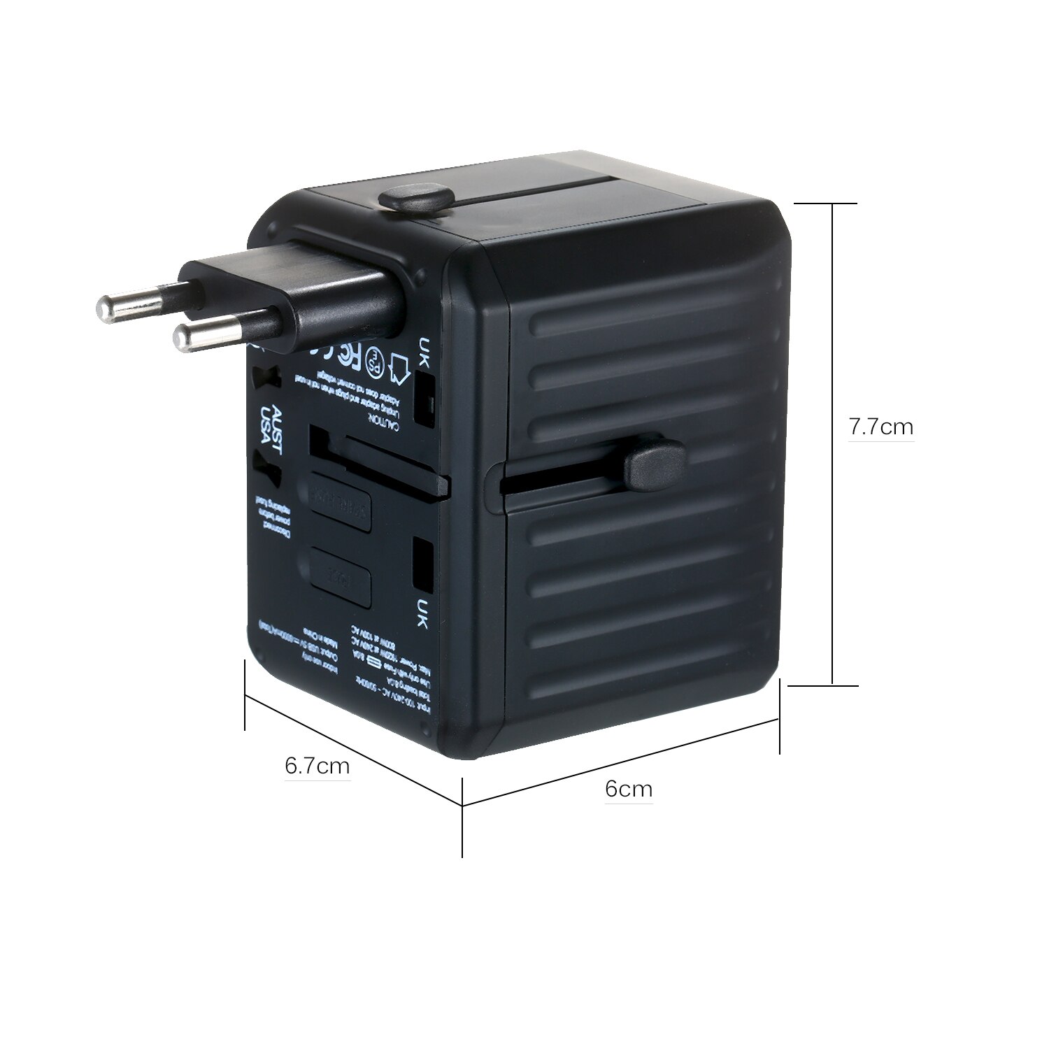 Travel Adapter 4 USB Worldwide All in One Universal Travel Adapter Wall Charger AC Plug Adaptor with Smart Power and Protection