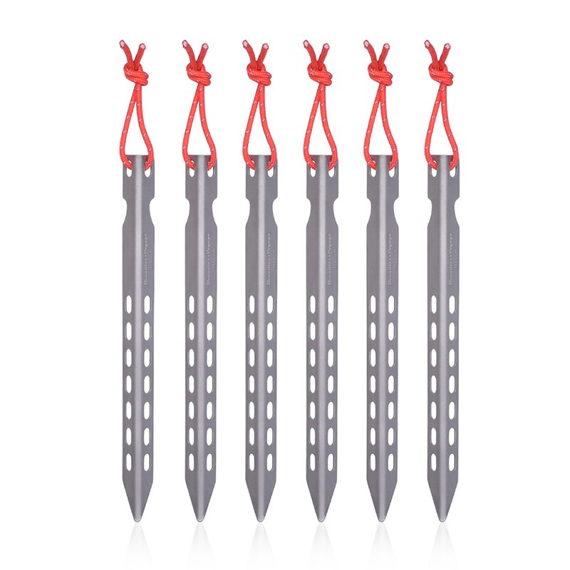 Leichte titan-zeltnägel, v-förmig, mit seil, campingausrüstung, wanderausrüstung, outdoor-reisezeltzubehör, 165mm stück: 6 stck.