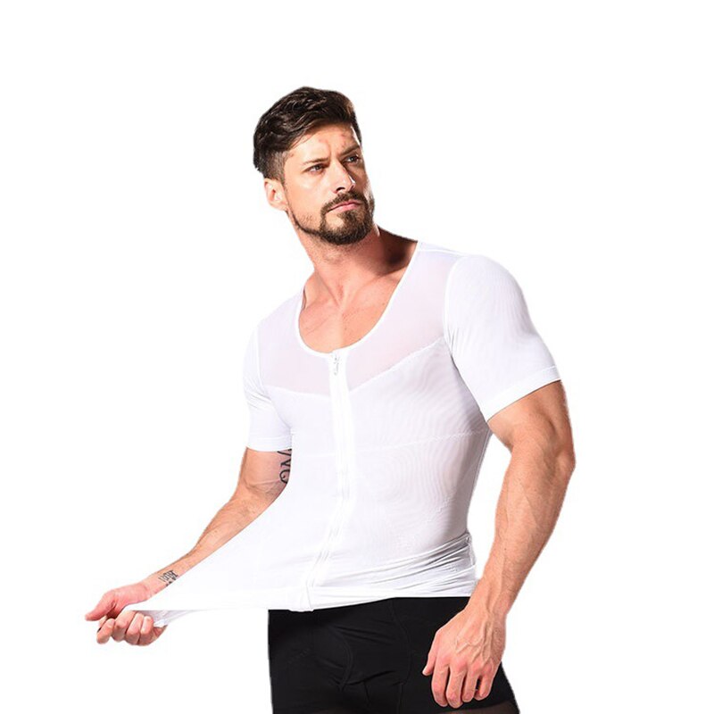 Mannen Body T-shirt Gynaecomastie Compressie Shirts Houding Corrector Ondershirt Buik Afslanken Corrigerende Ondergoed Tops