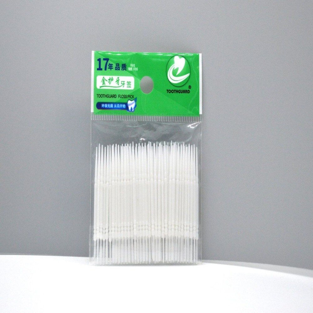 200PCS Disposable Double Head Plastic Tooth Floss Hygiene Dental Floss Interdental Toothpick Healthy for Teeth Cleaning