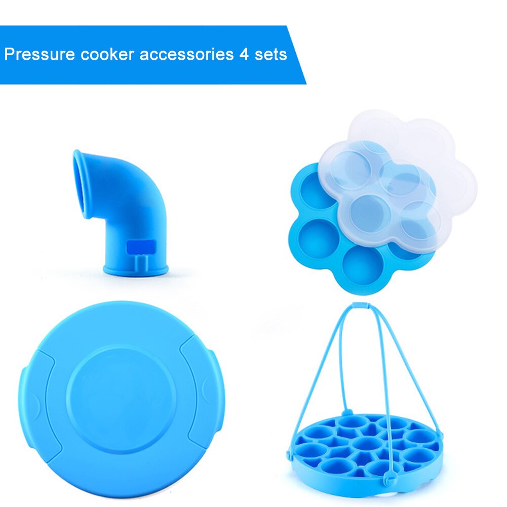 4 stuks/set keukenliften voor het afdichten van voedseldozen, ontluchtingsgereedschap, gestoomde eieren, snelkookpanaccessoire, veilig siliconen: Blauw