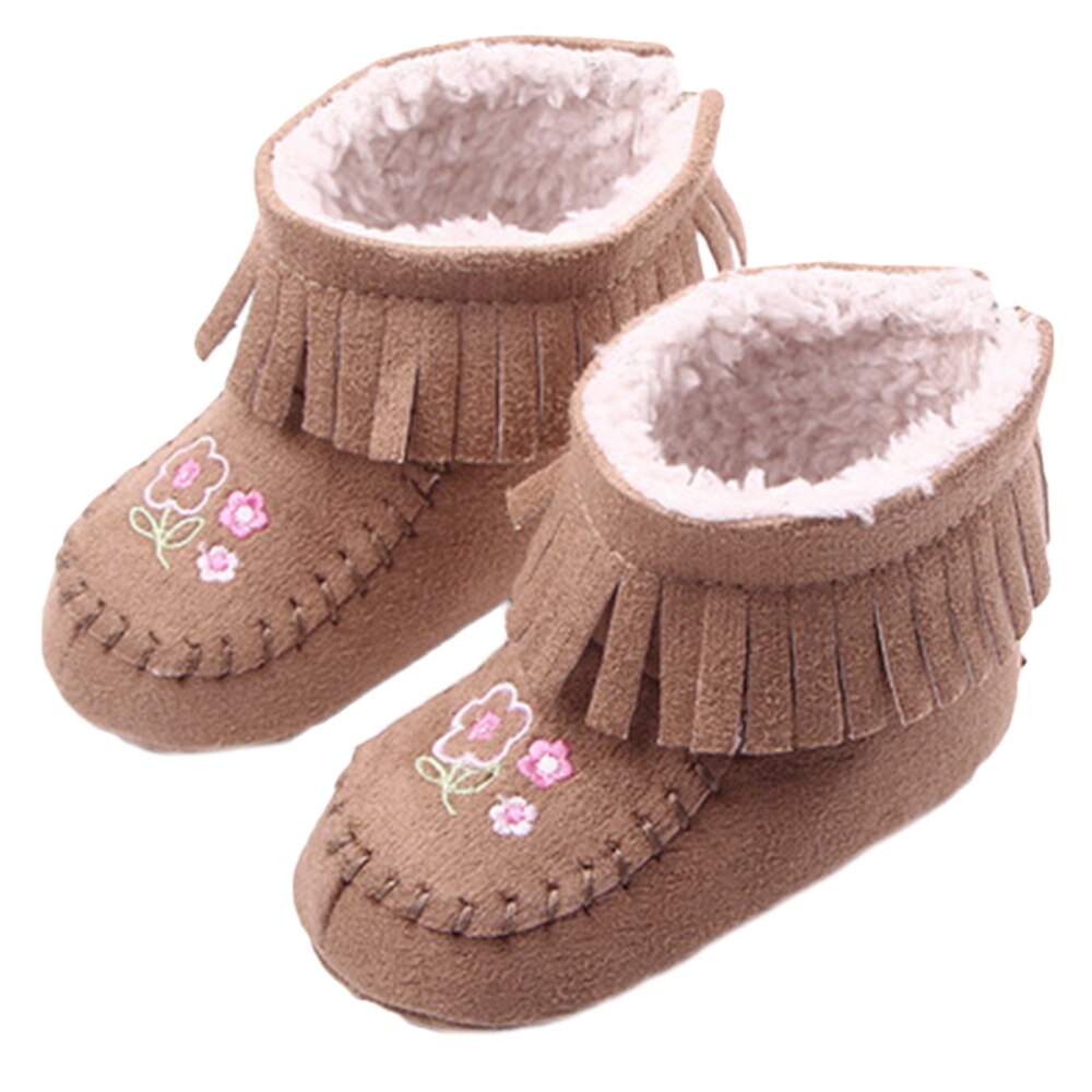 Baby Stiefel Blume Kleinkind Baby Mädchen Kleinkind Pelz Stiefel Weiche Sohle Krippe Schuhe Booties Stickerei Blume TasselsPrewalker