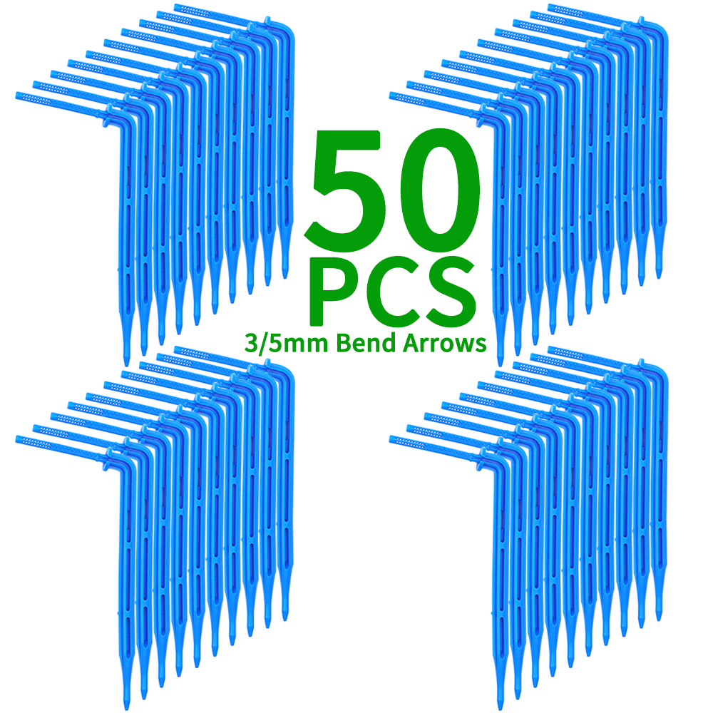 Greenhouse Garden 50PCS Bend Drip Arrow Dripper Micro Drip Irrigation Kit Emitter fit 3/5mm Hose Watering Saving Dripper Flowers: WHITE