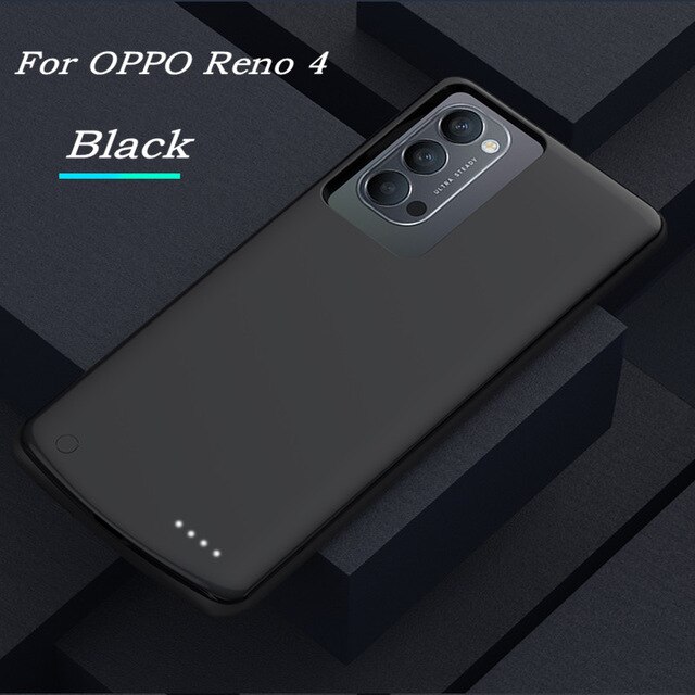 Hstnbveo 6800mah caso carregador de bateria para oppo reno 4 pro bateria caso para oppo reno 4 portátil power bank carregamento: Black For Reno 4