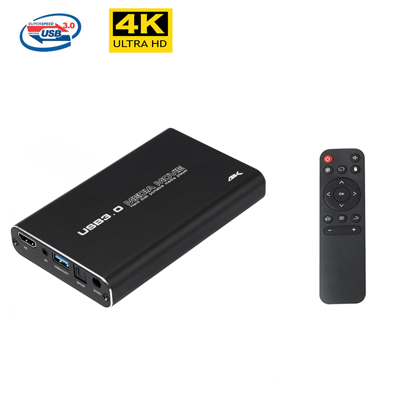 4K USB3.0 HDD Media Player Full HD H.265 Media Player Center with Auto Play For USB OTG SD AV TV AVI RMVB RM PPT SPDIF USB Hard
