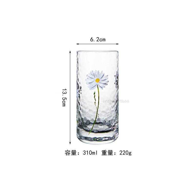 Glazen Beker Kleine Daisy Gehamerd Crystal Cup Huishoudelijke Hittebestendige Transparant Glas Fruit Drink Bier Whiskey Bril: 3