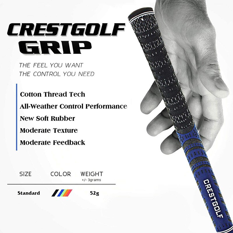 Golf Club Grip Standard Size, Golf Anti-Slip Iron Grip, All-Weather Control Thread Technology Rubber Combine with Carbon Yarn