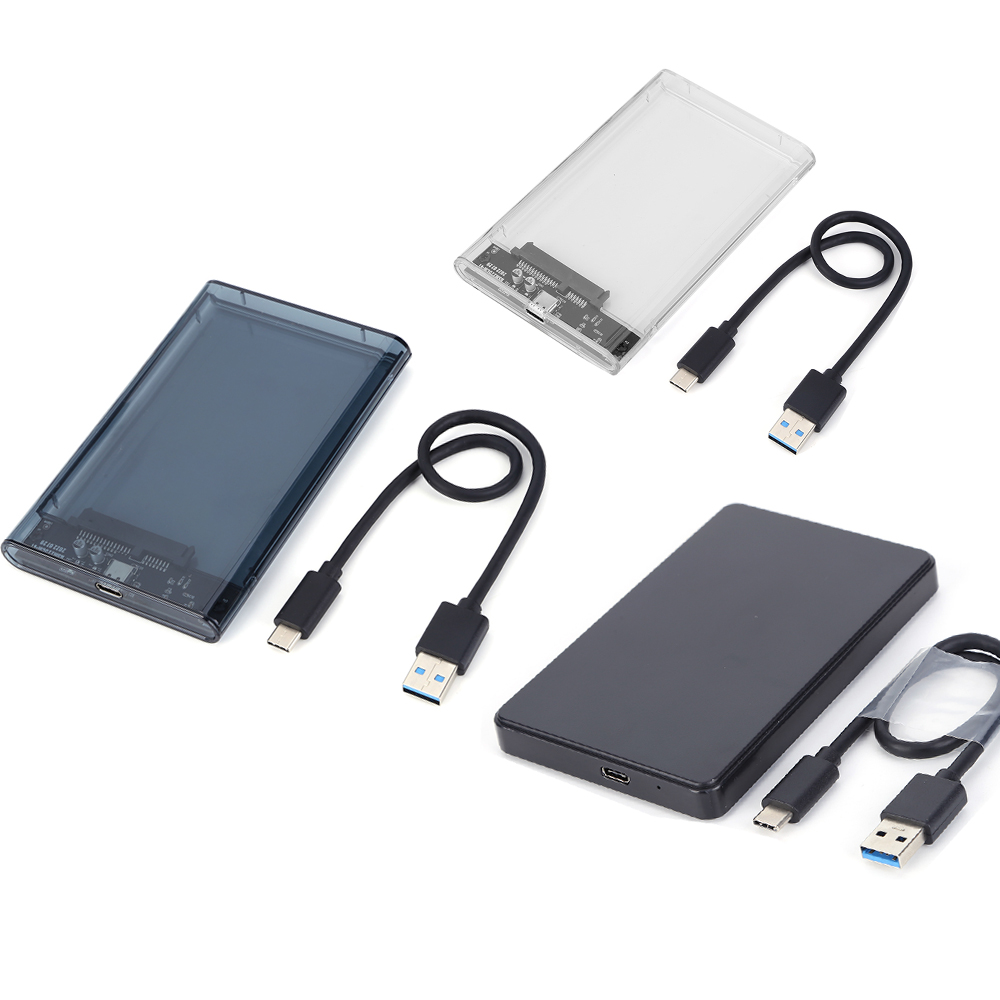 2.5 inch HDD Case SATA To USB3.1 External Hard Drive Case 5 Gbps SSD Box USB3.0 To Type-C Transparent Black Hard Disk Box