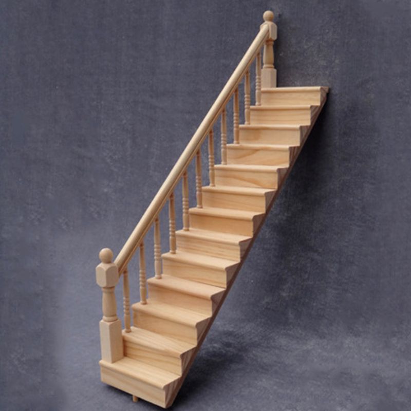 1:12 Dollhouse Miniature Handrail Staircase Wooden Scene Plain Stairway Models Mini Stair Furniture Room Decor