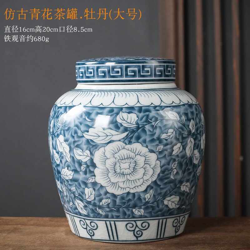 Klassieke Bloem Landschap Theebus Keramische Opslag Pot Met Deksel Grote Capaciteit Thuis Snoep Moer Koffieboon Verzegelde Opslag jar: J-large