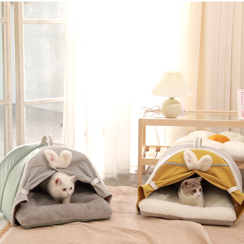 Hoopet Warmth Tent Bed For Cats Super Soft Thicken Dog Bed Winter Semi-enclosed Cat's House Cute Sleeping Home For Pet Suppliers