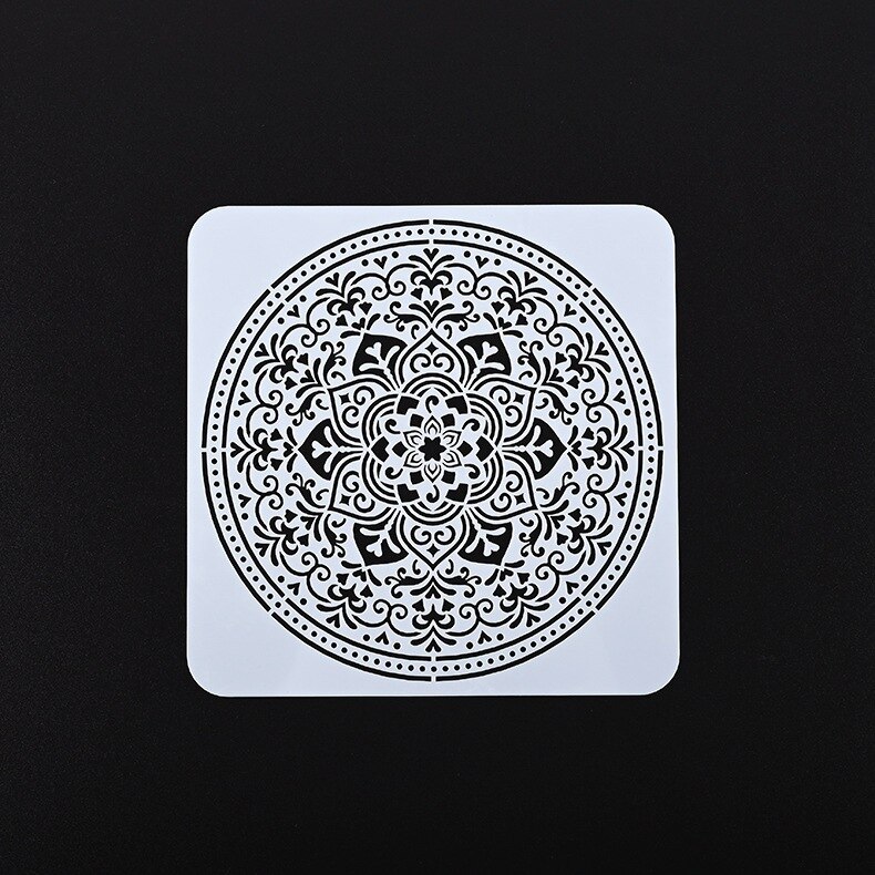 9 Stks/pak 20*20Cm Plastic Stensils Muur Bloem Ronde Geometrische Sjablonen Voor Schilderen Stencil Ambachten Grote Mandala Decoratieve
