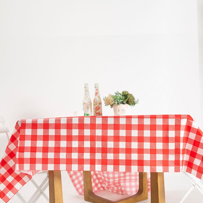 D&Z Red Plaid PE Disposable Table Cover 10pcs Christmas Year Party Supplies Desk Cloth