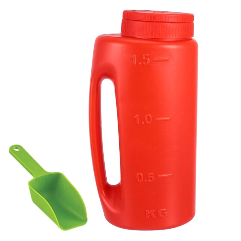 Handheld Spreader Adjustable Hole Size Lawn Fertilizer for Seed Salt Pot Bottle Sprinkler Deicing Ice Melt with/without Shovel: Red with Shovel