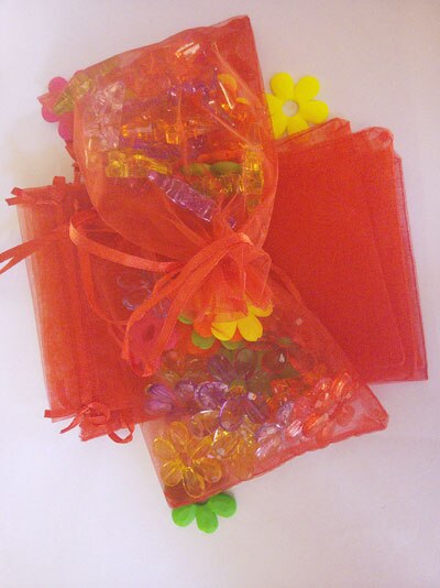 9*12cm 500pcs Multi color bags for jewelry/wedding/christmas/birthday Yarn bag with handles Packaging Organza bags: red