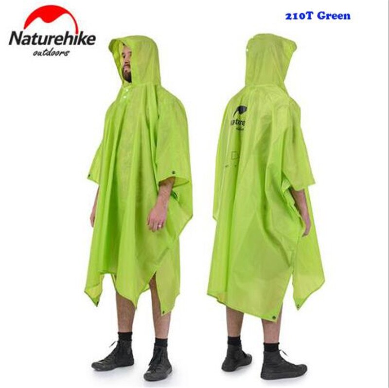 Naturehike 3 in 1 Ourdoor Raincoat Portable Multifunctional Water-resistant Shade Cover Waterproof Poncho Rainwear: 210T Green