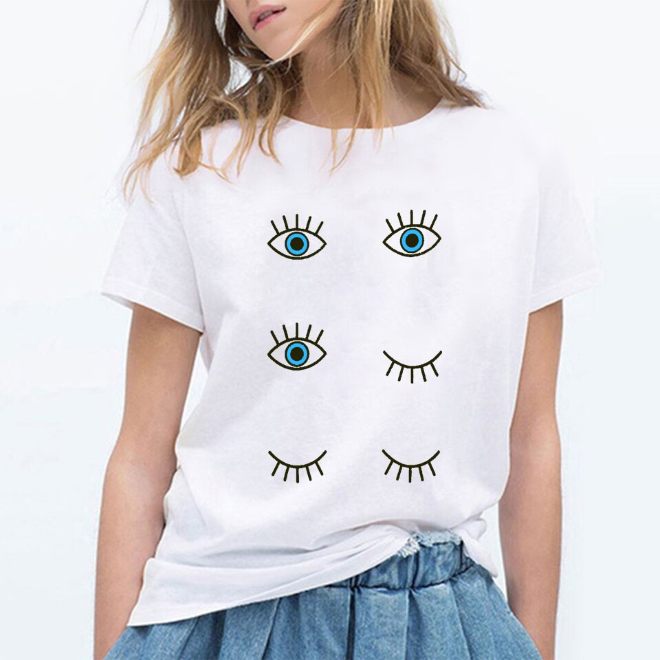 Frauen Wimpern Rosa Kunst T Shirt Mädchen Camiseta Maquillaje Koszulki machen-hoch Hipster Grafik T-Shirt Weibliche Tumblr T-Shirt Schiff: XS / P6096F