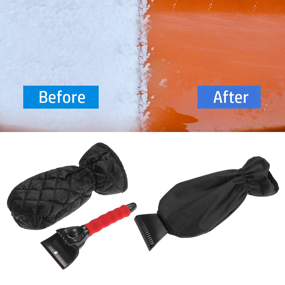 Grattoir de neige avec dissolvant de neige imperméable, gant doublé d'un outil de nettoyage en molleton épais, hiver
