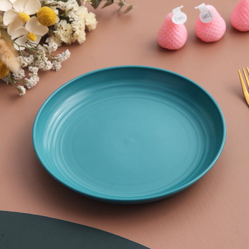 Ronde, met tarwevezels versierde plastic eettafelborden, herbruikbare dessertborden voor kamperen en picknicks, fruitborden, dinerborden, keukenbenodigdheden groothandel: Zilver / 6 inch