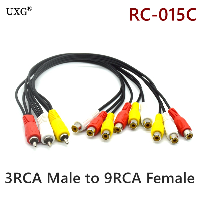 Câble adaptateur Audio vidéo AV pour lecteur DVD TV répartiteur vidéo HD-TV câble RCA 3 RCA à 6 RCA 9 répartiteur de prise mâle femelle: Rouge