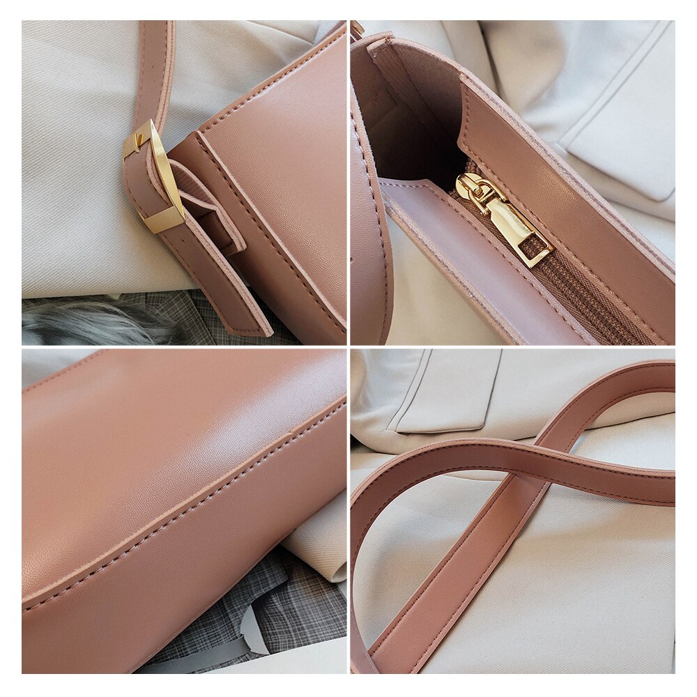 Nette Einfarbig Kleine PU Leder Schulter Taschen Für Frauen Sommer Einfache Handtaschen und Geldbörsen Weibliche Reise lässig Totes