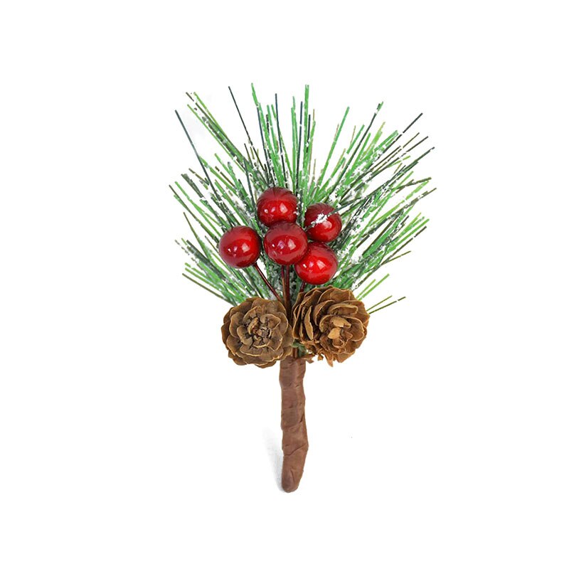 5pcs Christmas Artificial Flower Branches Red Christmas Berry Pine Cone DIY Home Decoration Xmas Party Christmas Tree Ornament: S04