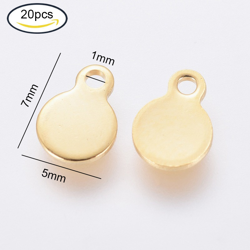 Abalorios de acero inoxidable 304 para fabricación de joyas, accesorio para hacer joyas DIY (mariposa, corazón, flor, llave, Luna, nota Musical, anillo, Estrella redonda plana), 5 ~ 20 piezas: style20
