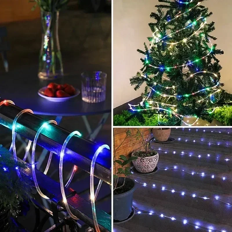 2025 Solar Rope Strip LED Lichtslingers LED Solar Outdoor Light Fairy Light Kerstslinger voor Garden Party Decor