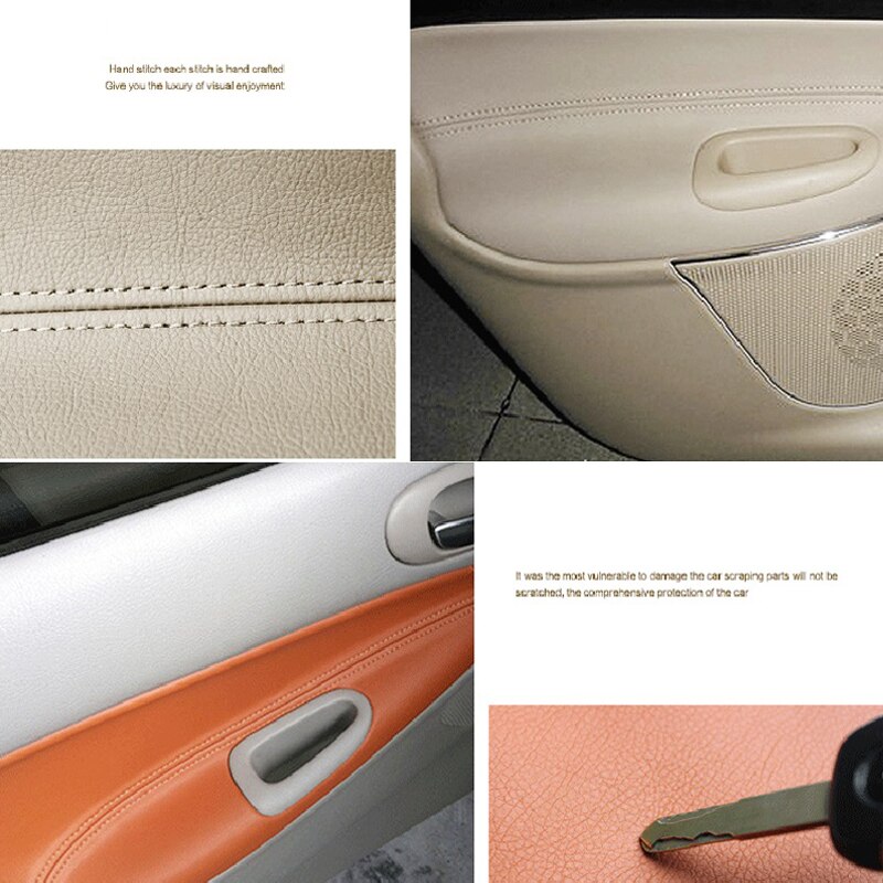 Panel de puerta Interior de microfibra de cuero de 4 Uds., cubierta de reposabrazos para Peugeot 206 207 Citroen C2