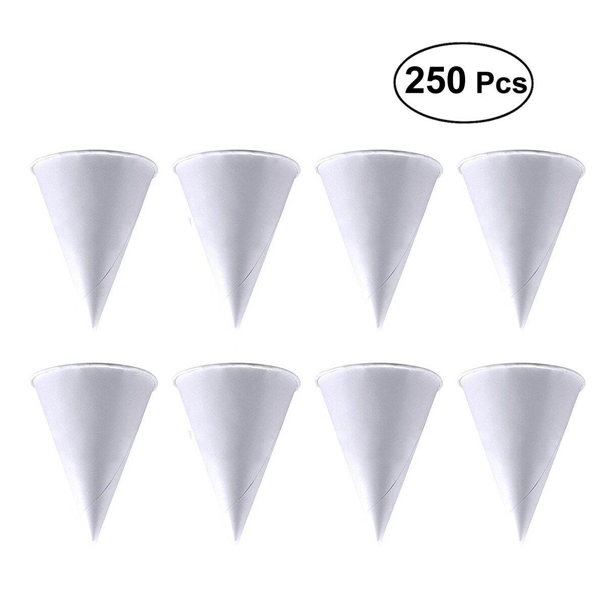 250PCS 3.7oz Wegwerp Kegel Water Cups Papier Trechter Cups Sneeuw Kegel Cups-Wit