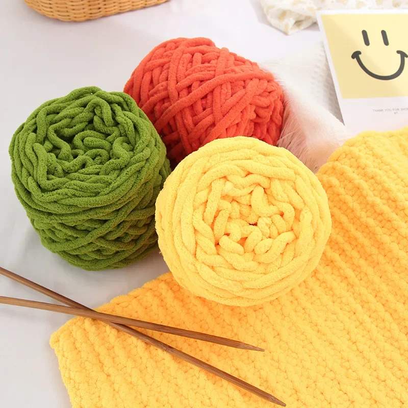 100g/bal Chenille Breigaren Zacht Ijs Strip Lijn Katoenen Garen DIY Wol Garen voor Hand Breien Sjaal dikke Wol