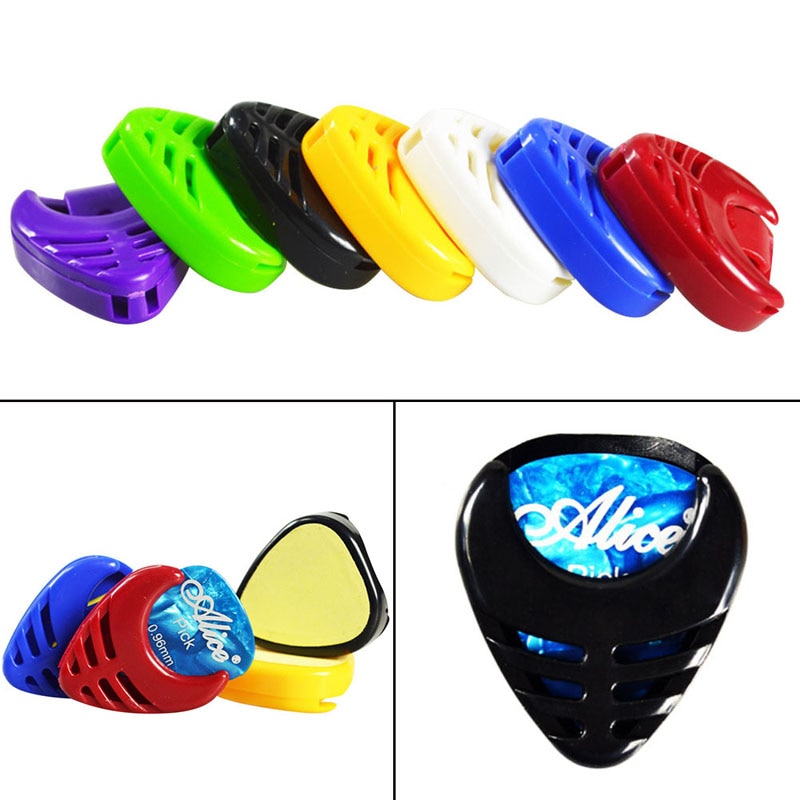 1pc bærbare plactic guitar pick plekter holder kasse boks akustisk hjerteformet