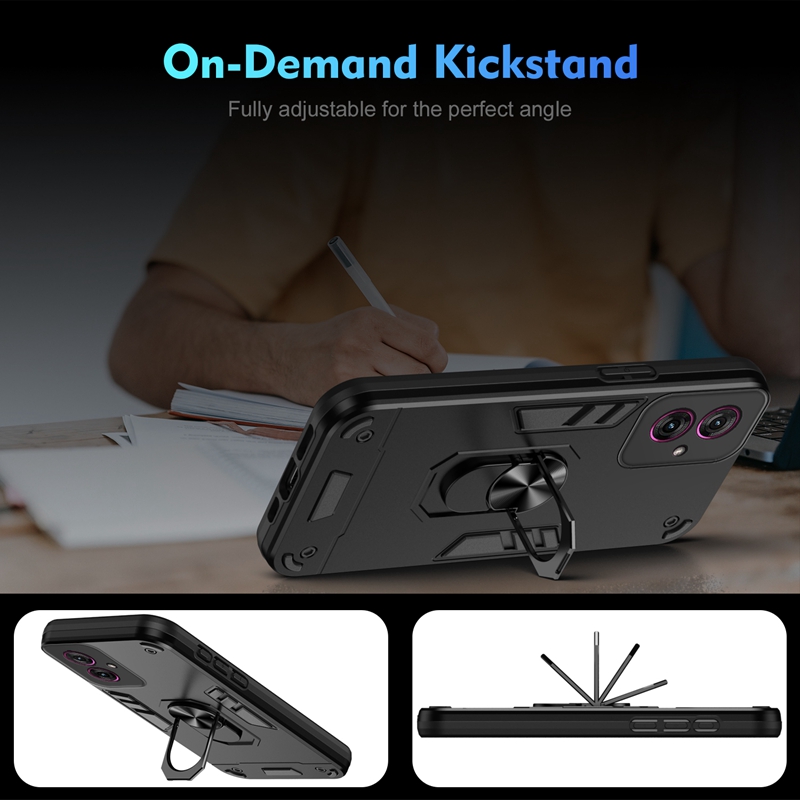 Camera Shockproof Armor Phone Case For Motorola Moto G05 G15 G35 G45 G55 G75 G85 5G Magnetic Ring Stand Back Cover