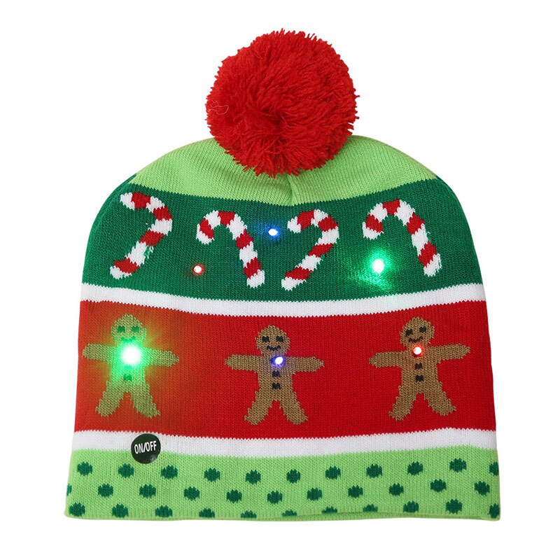 Gorros de Navidad para niños y adultos, gorro de punto de alce de Papá Noel, con luz LED, decoración Navidad, 1 ud.: B