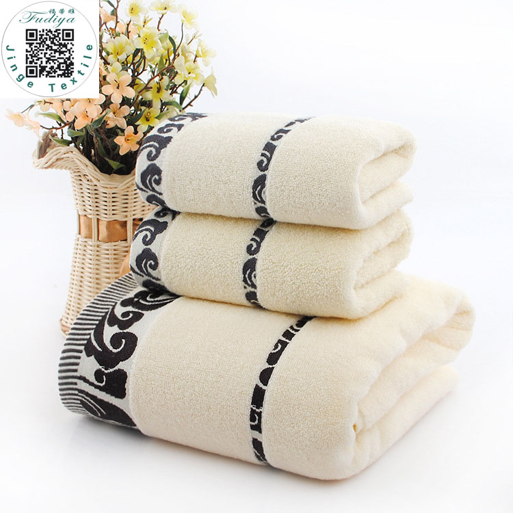 (3pcs/Lot) Bath Towel Set 1*70cm*140cm &amp; 2*34cm*74cm 100% Cotton Bath Towel Piece Set Face Towel 3 Colors