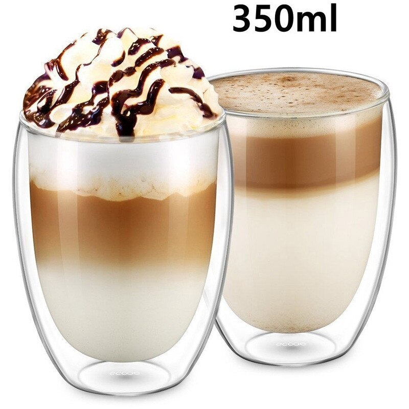 80-450ML Heat Resistant Double Glass Beer Espresso Cup Set Handmade Beer Mug Tea Cup Whiskey Glass Drink Cup with Handle