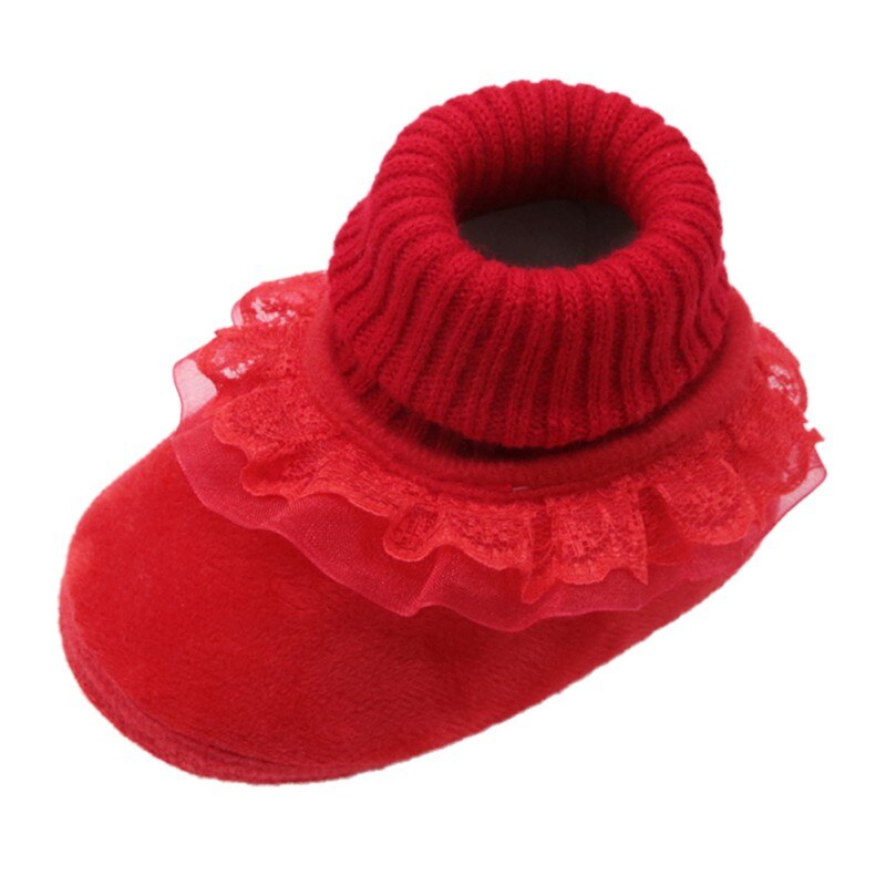 Herbst Winter Neue Neugeborenes Baby Jungen Mädchen Baumwolle Stiefel Casual Einfarbig Warme Bequeme Woolen Garn Booties Mit Blume Rand