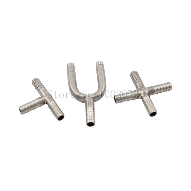 Stainless Steel U Shaped Hose Barb Tee 3-Way T-Shape 4-Way Beer Hose Splicer Connector Cross Fittings for Home Brewing Beer Line