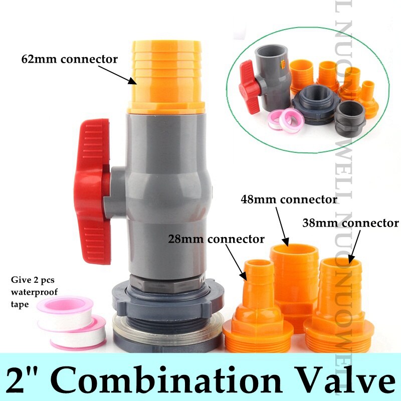 1Set 1/2"1" Combination Valve Aquarium Pagoda Connector Fish Tank Drain Joint Aquarium Hose Drainage Accessories Valve Assembly