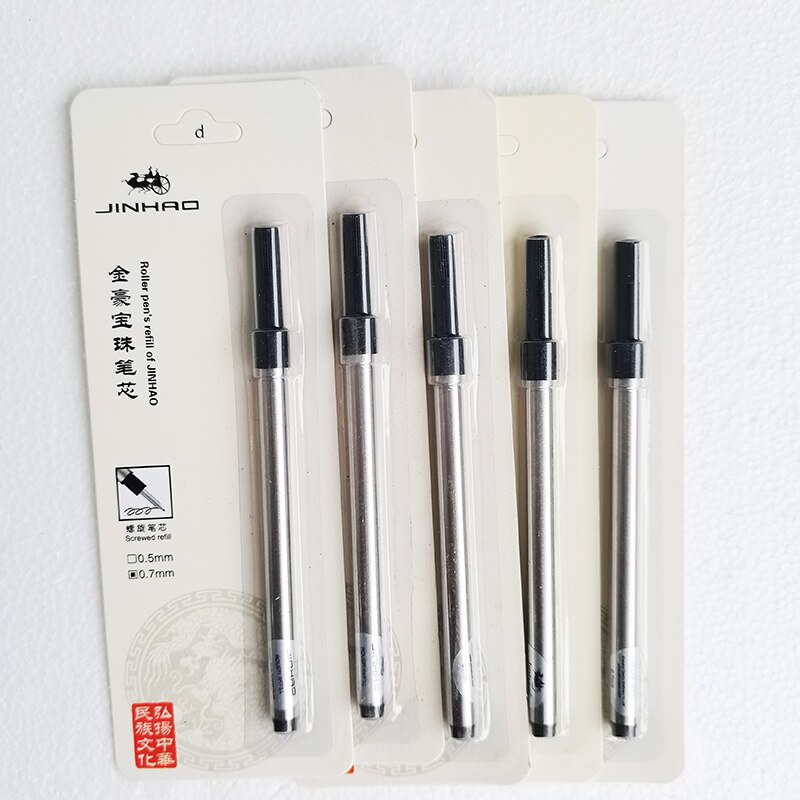 jinhao 159 Rollerball pen 0.5 MM screw cap metallic silver clip luxury pen students stationery office supplies: 5pcs black 0.5mm