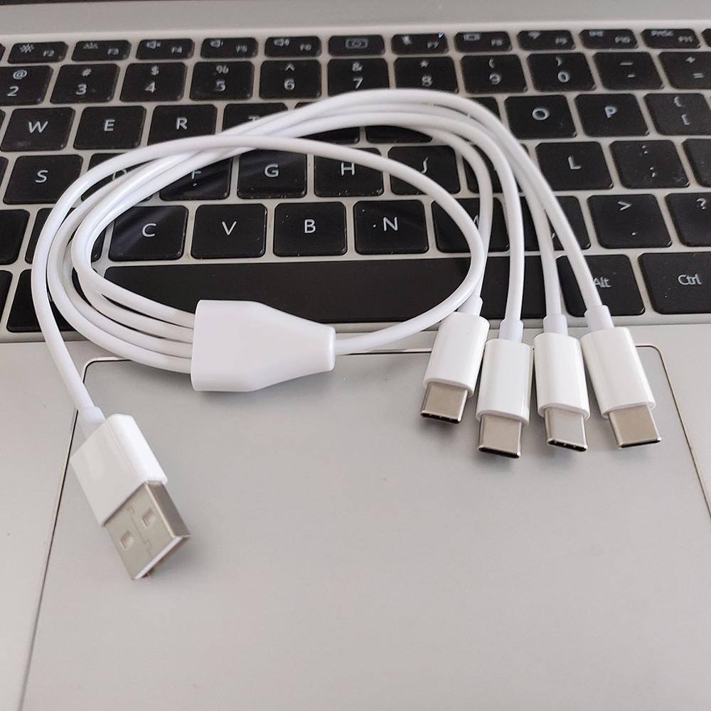10 stück/lot mehrfach-ladeadapter usb typ c 50cm 4 in 1 usb typ c ladekabel: Weiß