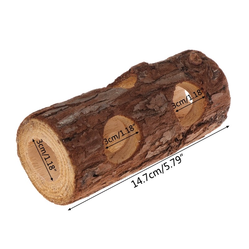 Túnel de madera Natural para hámster, juguetes para masticar para mascotas pequeñas, ardilla, Chinchilla, L4MB