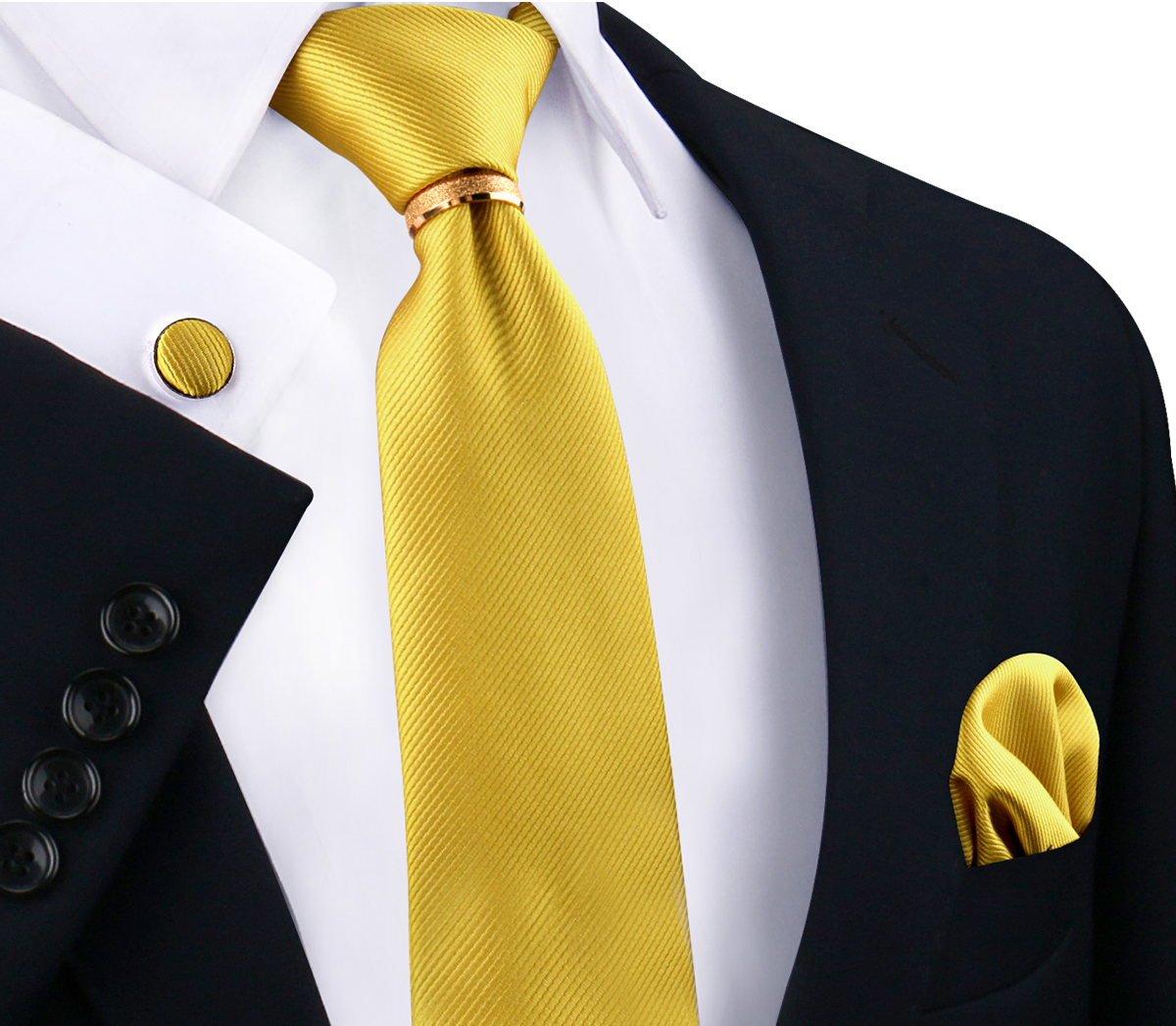 Conjunto de gravatas de seda sólida de luxo para homens gravata lenço abotoaduras com anel de metal dourado broche terno festa de casamento acessórios masculinos: Cinza escuro