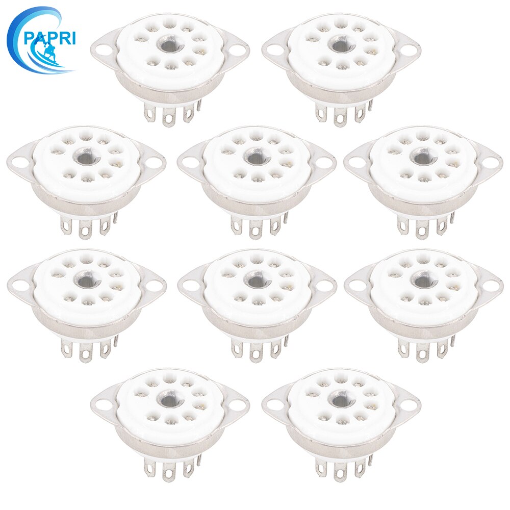 PAPRI 10PCS Ceramic B9A Gold Plated 9Pin Vacuum Tube Socket Panel Chassis Mount for ECC81 ECC82 ECC83 EL84 6922 Etc Vacuum Tube: GZC9-C1