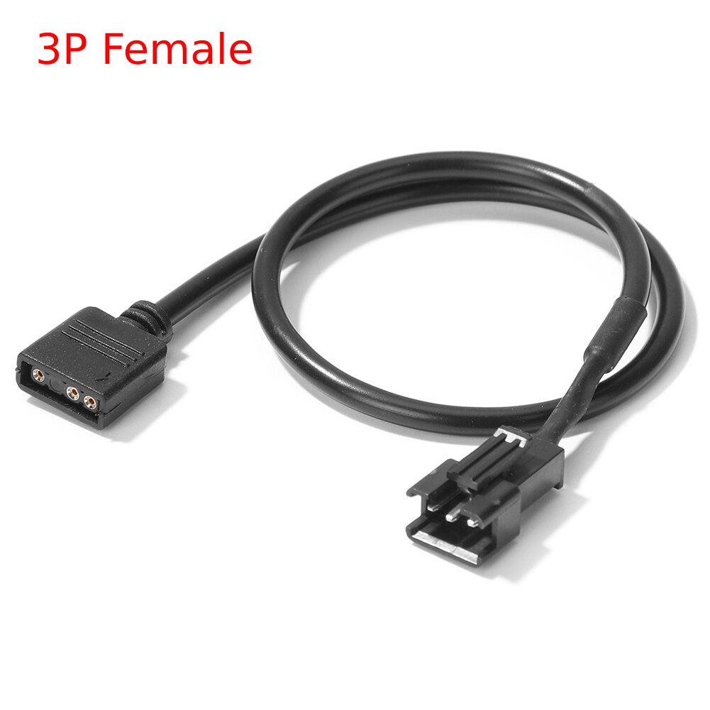 Hovedkort rgb-adapter konverteringskabel 5v 3- pins  / 12v 4- pins 30cm rgb led-stripelys for pc-datamaskin led-lysstripelinje: Hvit
