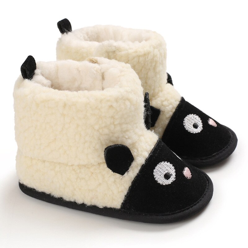 Bebê botas de inverno infantil da criança recém-nascido bonito dos desenhos animados sapatos meninas meninos primeiros caminhantes super manter quente snowfield booties boot: Black / 0-6 meses