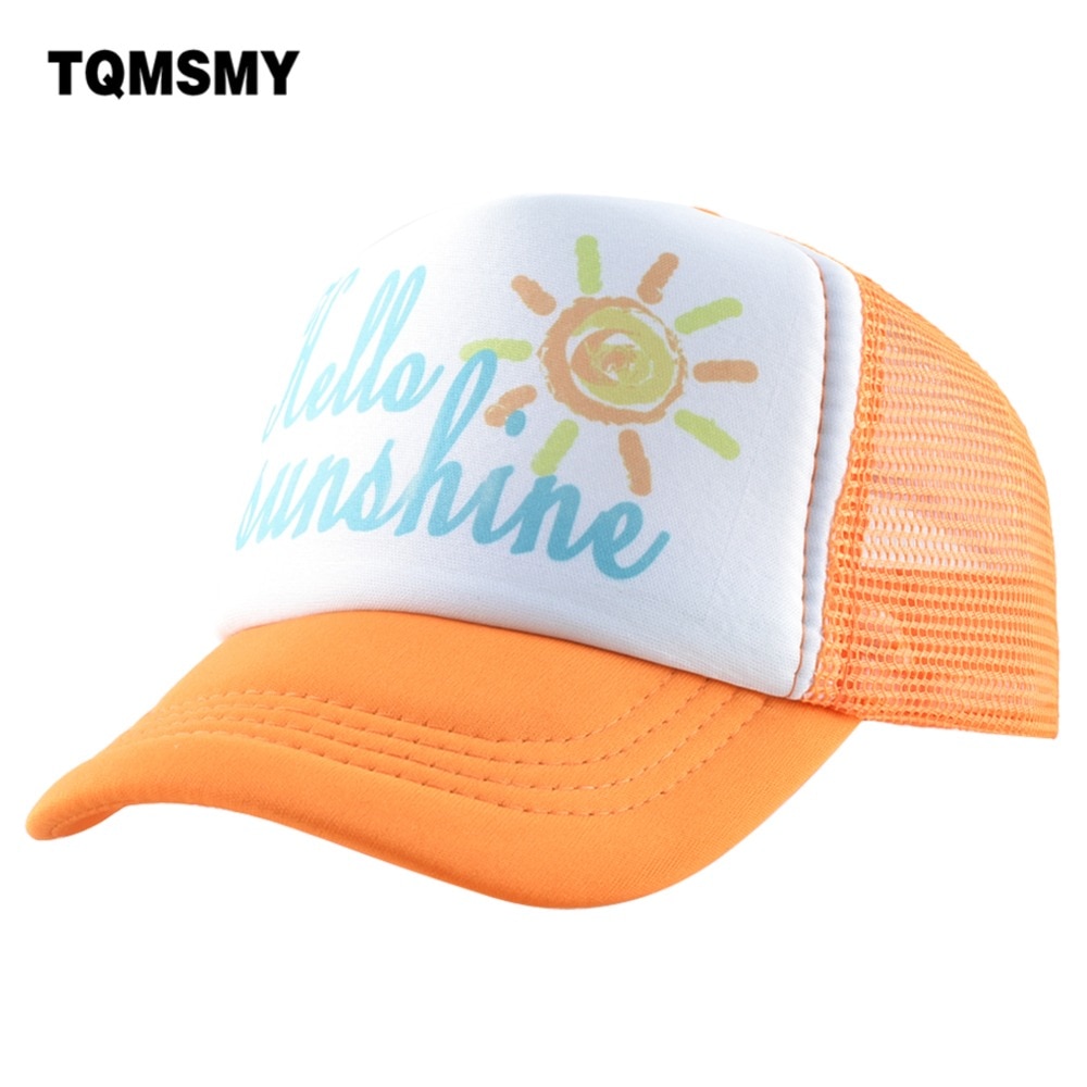 Tqmsmy Hello Sunshine Kinderen Zonnehoed Koele Jongen Baseball Hoed Cap Meisje Trucker Hoeden Kind Snapback Hoeden Kids Caps TMA40