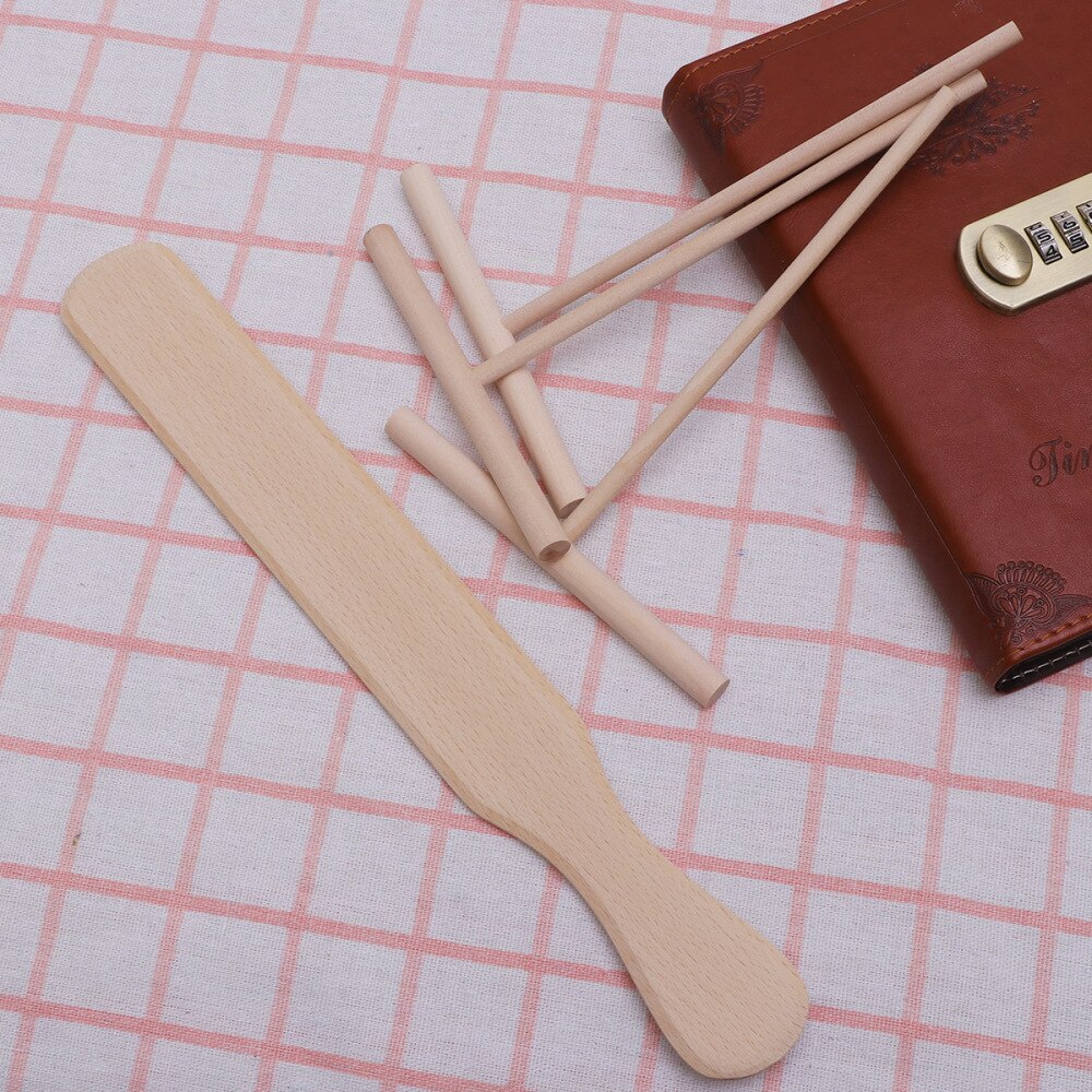 4 ustensiles de cuisson pour crêpes, étaleur à crêpes en bois et spatule, râteau à tortilla, outils d'étalement de pâte  + 3pc (1pc spatules en bois de hêtre